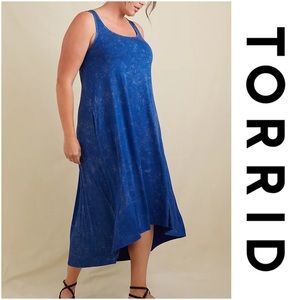 SUPER SOFT BLUE MINERAL WASH HI-LO MAXI DRESS